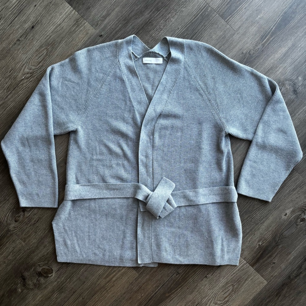 Grana Pima Lindis Wool Wrap Cardigan Heather Grey Large